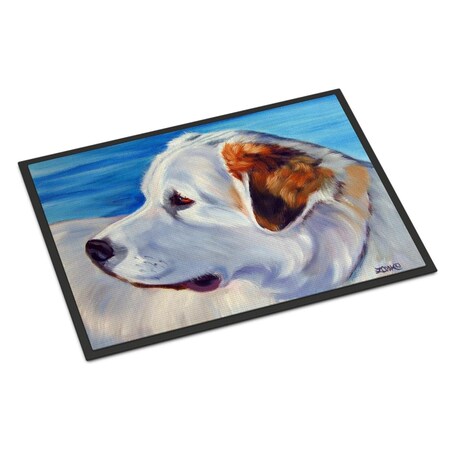 Carolines Treasures 24 x 36 in. Great Pyrenees at the Beach Indoor or Outdoor Mat 7417JMAT